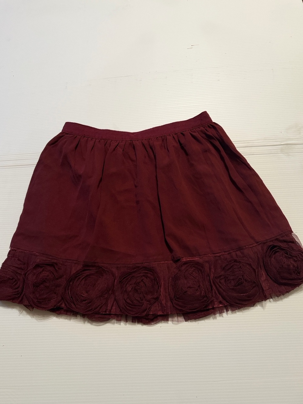 Twelve by Twelve Wine Red Rosette Hem Skater Skirt